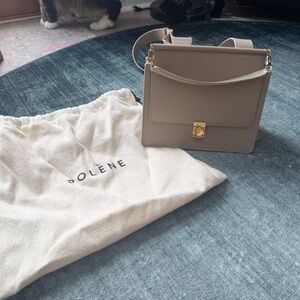 Polene Taupe Leather Crossbody Bag